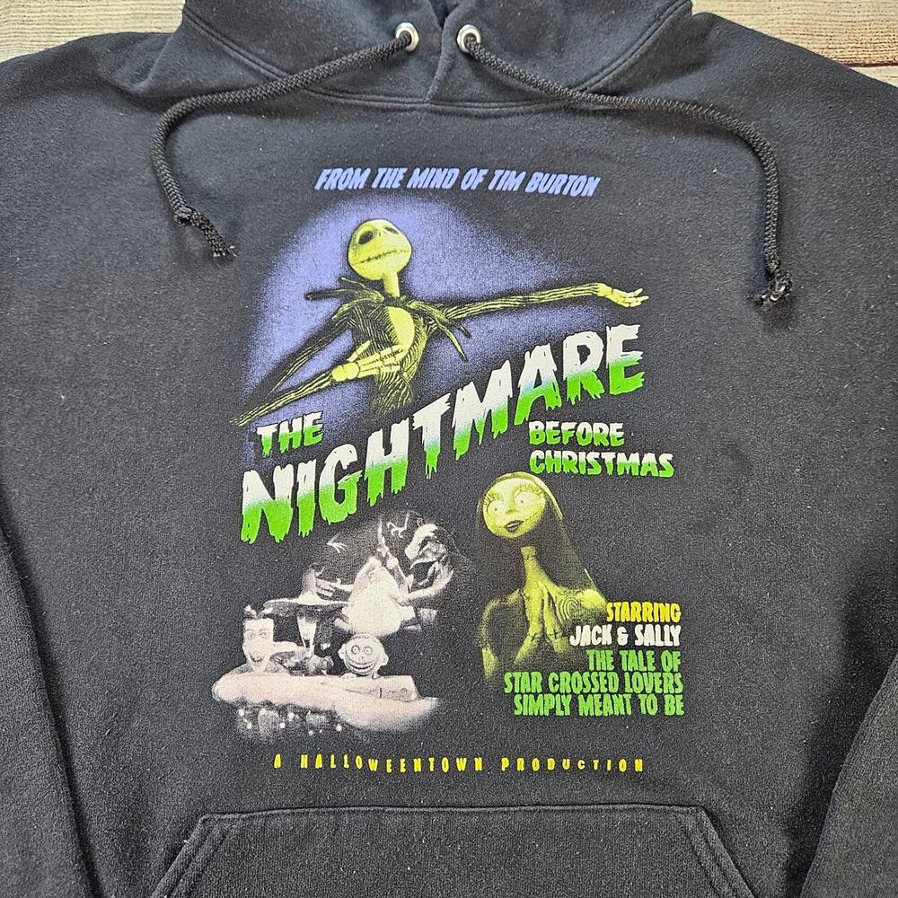 Hot Topic Hoodie Men's Black M Nightmare Before Christmas Pullover *Stains
